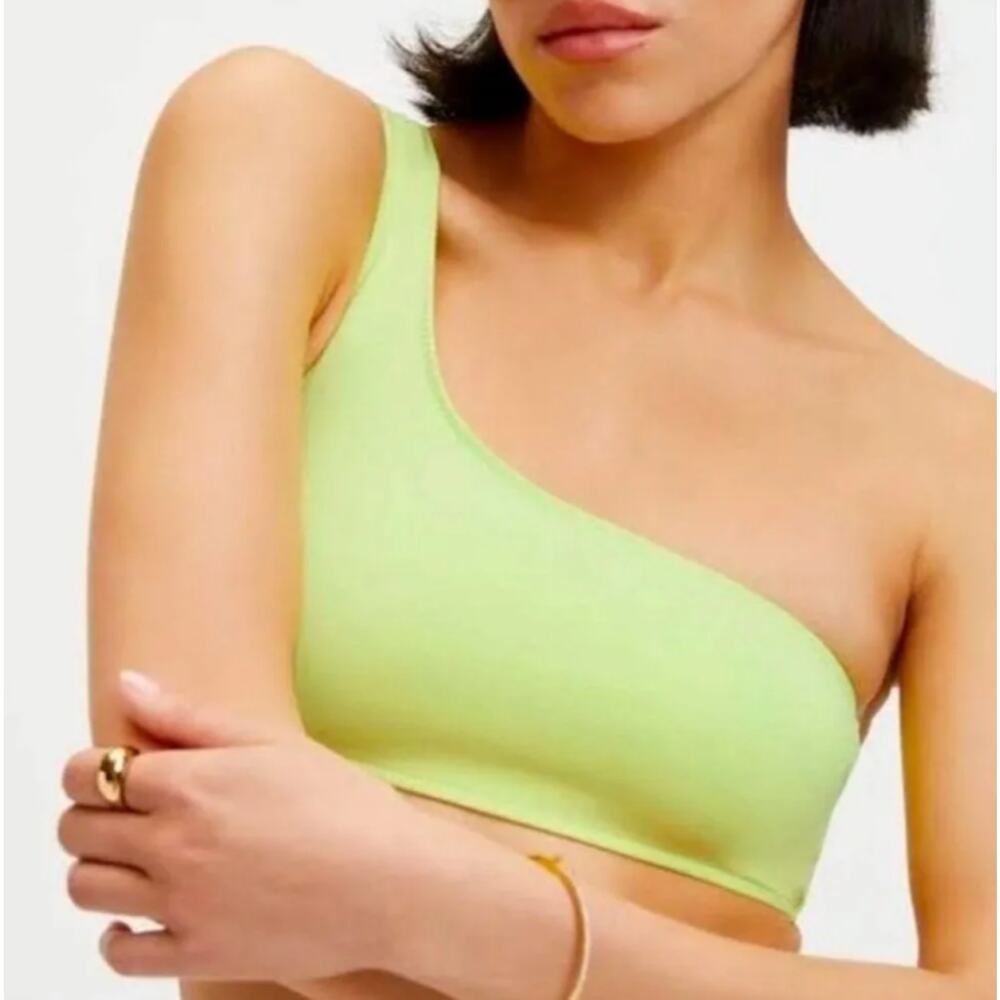 Good American Women’s One Shoulder Scuba Fit Bikini Swim Top - Picture 4 of 6